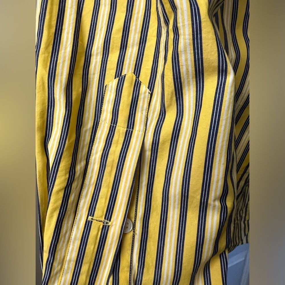Ralph Lauren Shirt‎ Blake Fit 100% Cotton Yellow Navy Stripe Long Sleeve M - Picture 4 of 4